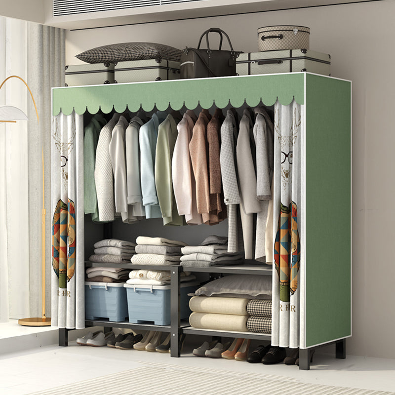 Freestanding Metal Frame Wardrobe Foldable Wardrobe with Garment Rod