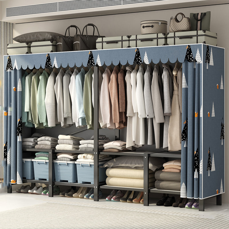 Freestanding Metal Frame Wardrobe Foldable Wardrobe with Garment Rod