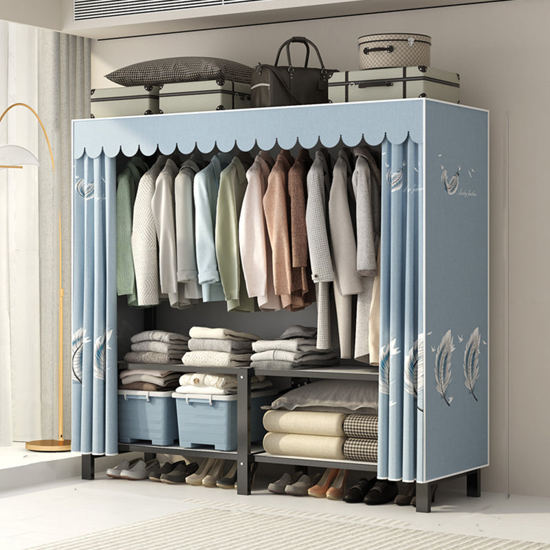 Freestanding Metal Frame Wardrobe Foldable Wardrobe with Garment Rod