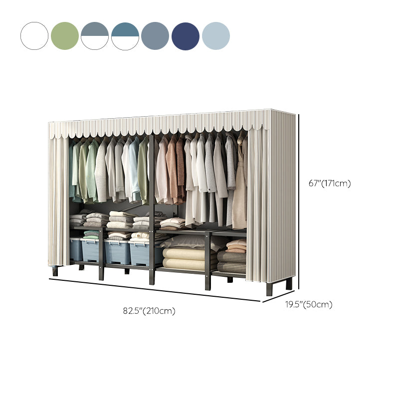 Freestanding Metal Frame Wardrobe Foldable Wardrobe with Garment Rod