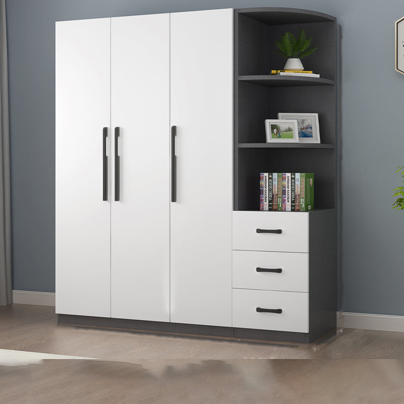 Moderne houten frame garderobe armoire vrijstaanbare garderobe met planken