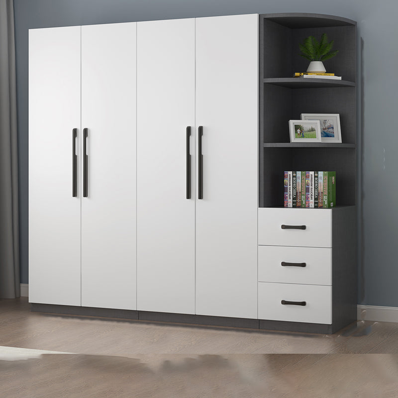 Moderne houten frame garderobe armoire vrijstaanbare garderobe met planken