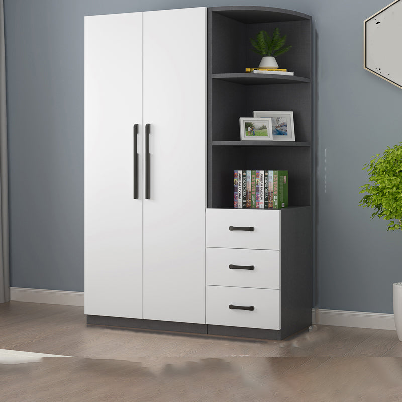 Moderne houten frame garderobe armoire vrijstaanbare garderobe met planken