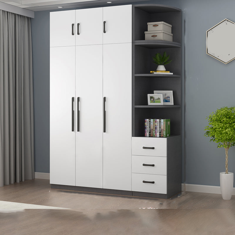 Moderne houten frame garderobe armoire vrijstaanbare garderobe met planken