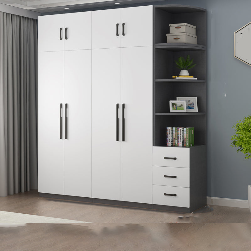 Moderne houten frame garderobe armoire vrijstaanbare garderobe met planken