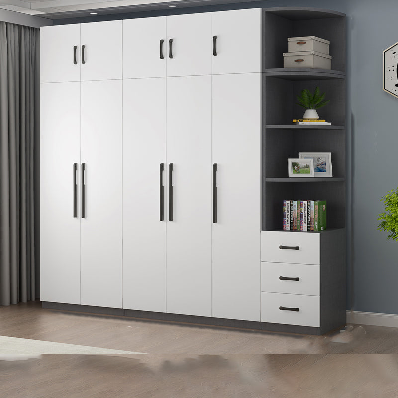 Moderne houten frame garderobe armoire vrijstaanbare garderobe met planken