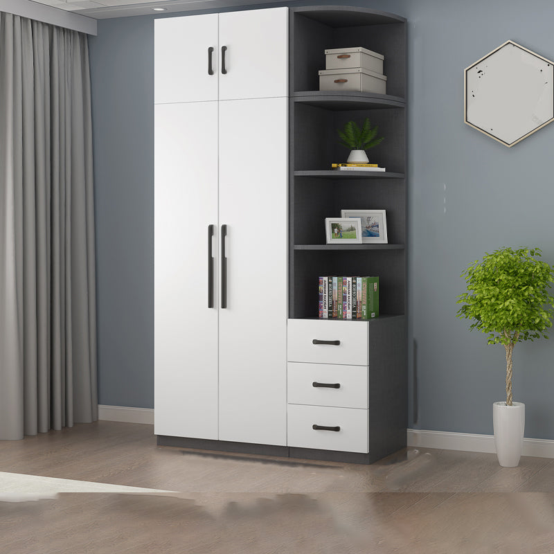 Moderne houten frame garderobe armoire vrijstaanbare garderobe met planken