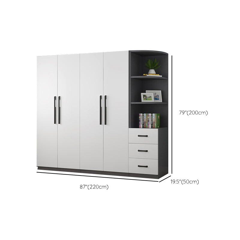 Moderne houten frame garderobe armoire vrijstaanbare garderobe met planken