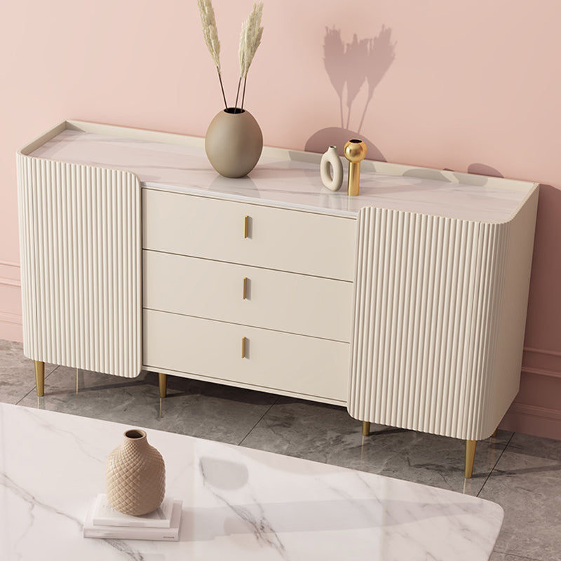 White Buffet Sideboard Dining Room Credenza with Drawers and Storage Clearhalo 'buffet_sideboard' 'Buffets & Sideboards' 'furn' 'furn_buffet_sideboard' 'Furniture' 'Kitchen & Dining Furniture' 7230339