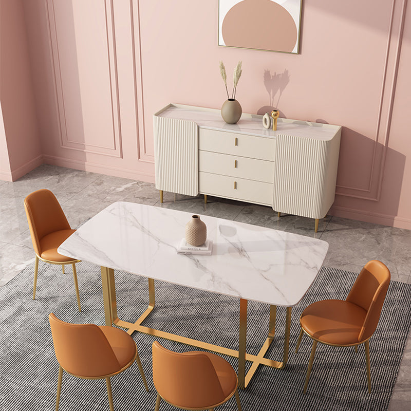 White Buffet Sideboard Dining Room Credenza with Drawers and Storage Clearhalo 'buffet_sideboard' 'Buffets & Sideboards' 'furn' 'furn_buffet_sideboard' 'Furniture' 'Kitchen & Dining Furniture' 7230344