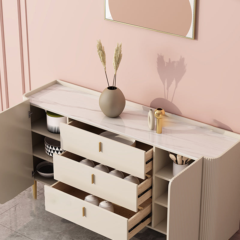 White Buffet Sideboard Dining Room Credenza with Drawers and Storage Clearhalo 'buffet_sideboard' 'Buffets & Sideboards' 'furn' 'furn_buffet_sideboard' 'Furniture' 'Kitchen & Dining Furniture' 7230346