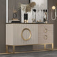 Sideboard in metallo a buffet in pietra in stile glam con 3 disegni