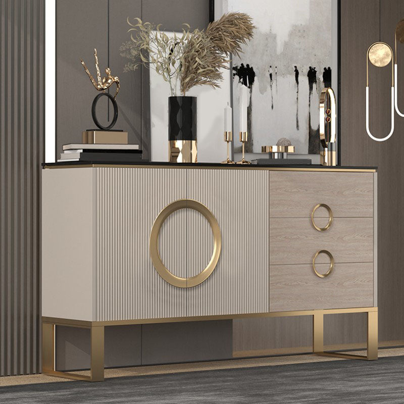 Sideboard in metallo a buffet in pietra in stile glam con 3 disegni