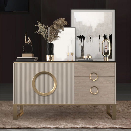 Sideboard in metallo a buffet in pietra in stile glam con 3 disegni