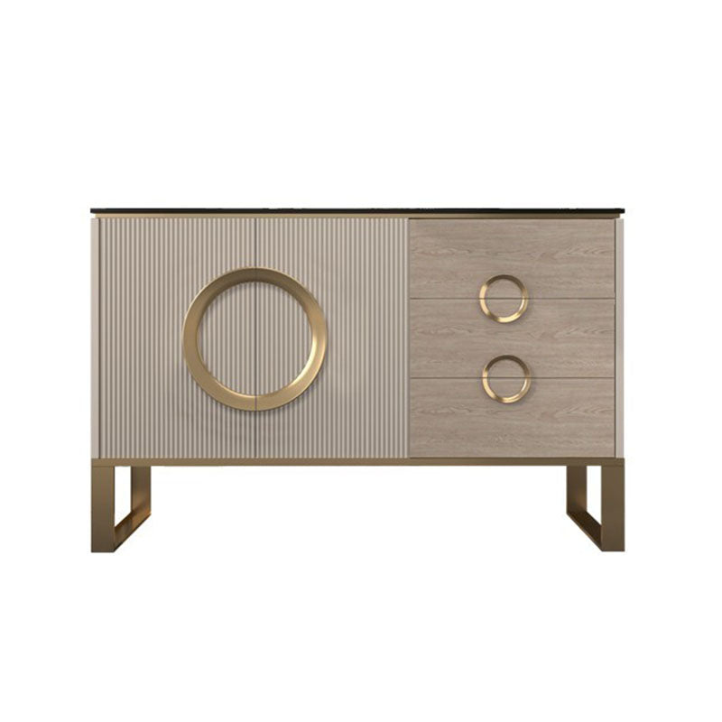 Sideboard in metallo a buffet in pietra in stile glam con 3 disegni