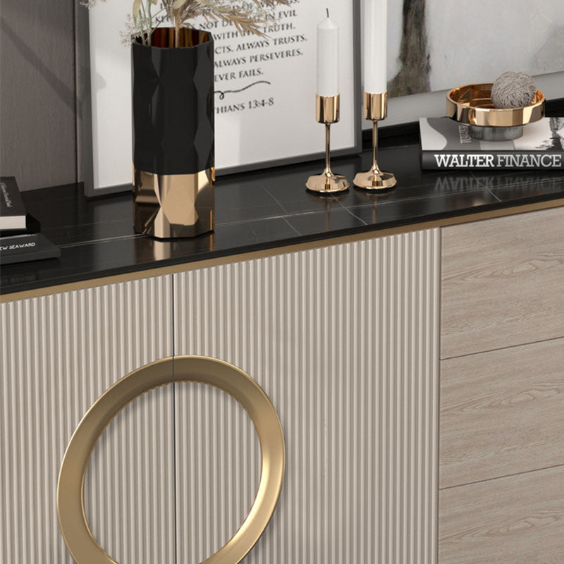 Sideboard in metallo a buffet in pietra in stile glam con 3 disegni