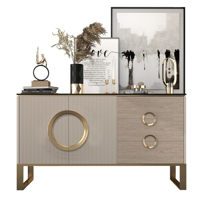 Sideboard in metallo a buffet in pietra in stile glam con 3 disegni