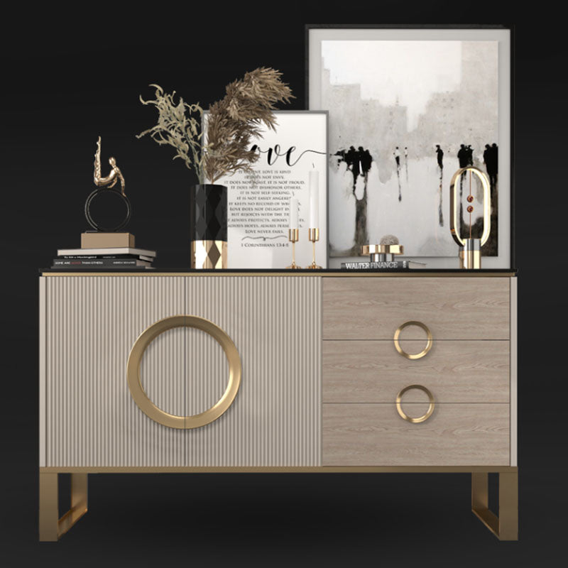 Sideboard in metallo a buffet in pietra in stile glam con 3 disegni