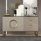 Sideboard in metallo a buffet in pietra in stile glam con 3 disegni