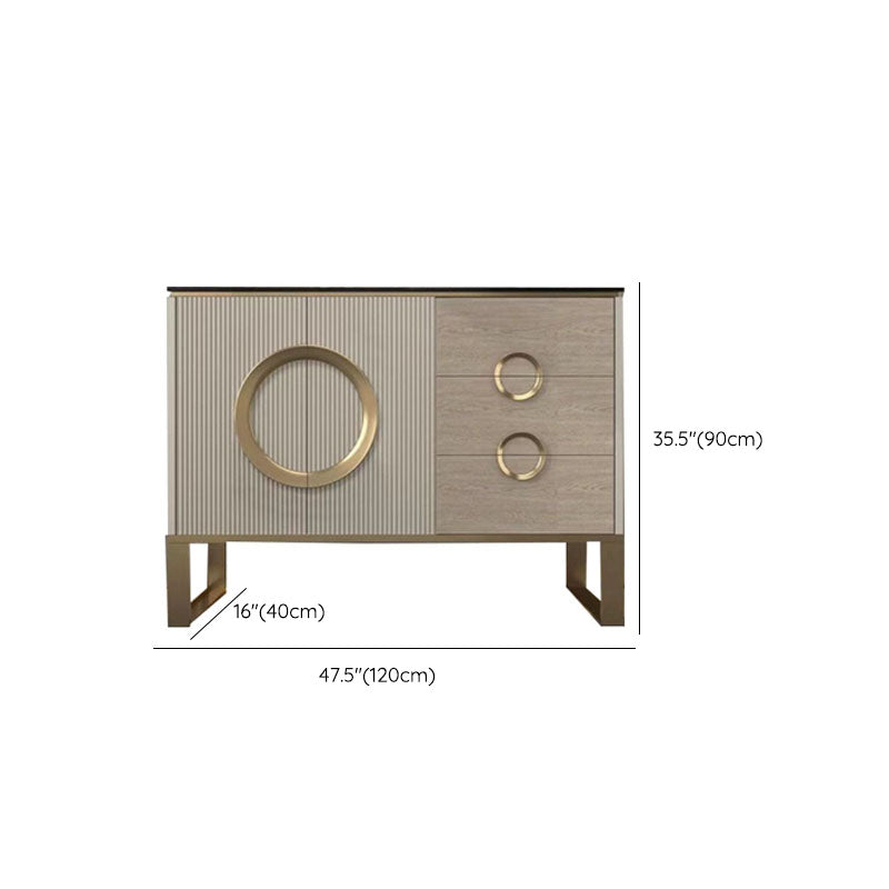 Sideboard in metallo a buffet in pietra in stile glam con 3 disegni