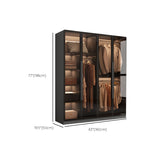 Freestanding Grey Wood Frame Wardrobe Modern Multifunctional Wardrobe with Glass Doors Clearhalo 'Armoires & Wardrobes' 'armoires_wardrobes' 'Bedroom Furniture' 'furn' 'furn_armoires_wardrobes' 'Furniture' 7230667