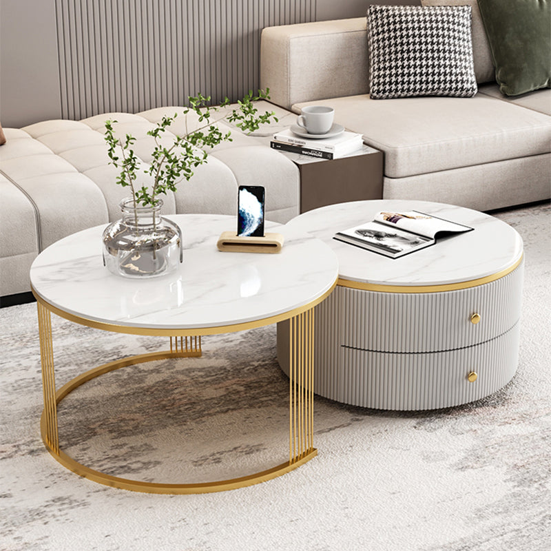 Slate Round Coffee Table Frame Nesting Coffee Table Set for Living Room Clearhalo 'Coffee & Accent Tables' 'Coffee Tables' 'coffee_tables' 'furn' 'furn_coffee_tables' 'Furniture' 'Living Room Furniture' 7230681