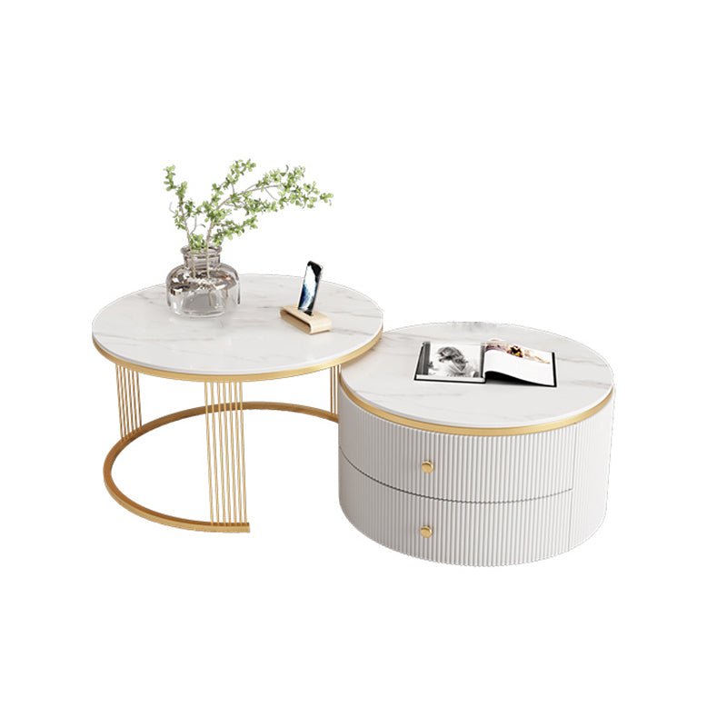 Slate Round Coffee Table Frame Nesting Coffee Table Set for Living Room Clearhalo 'Coffee & Accent Tables' 'Coffee Tables' 'coffee_tables' 'furn' 'furn_coffee_tables' 'Furniture' 'Living Room Furniture' 7230686