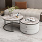 Slate Round Coffee Table Frame Nesting Coffee Table Set for Living Room Black Gray Clearhalo 'Coffee & Accent Tables' 'Coffee Tables' 'coffee_tables' 'furn' 'furn_coffee_tables' 'Furniture' 'Living Room Furniture' 7230687
