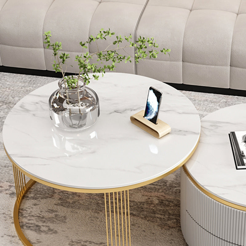 Slate Round Coffee Table Frame Nesting Coffee Table Set for Living Room Clearhalo 'Coffee & Accent Tables' 'Coffee Tables' 'coffee_tables' 'furn' 'furn_coffee_tables' 'Furniture' 'Living Room Furniture' 7230688