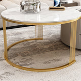 Slate Round Coffee Table Frame Nesting Coffee Table Set for Living Room