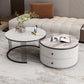 Slate Round Coffee Table Frame Nesting Coffee Table Set for Living Room Black White Grey Clearhalo 'Coffee & Accent Tables' 'Coffee Tables' 'coffee_tables' 'furn' 'furn_coffee_tables' 'Furniture' 'Living Room Furniture' 7230691