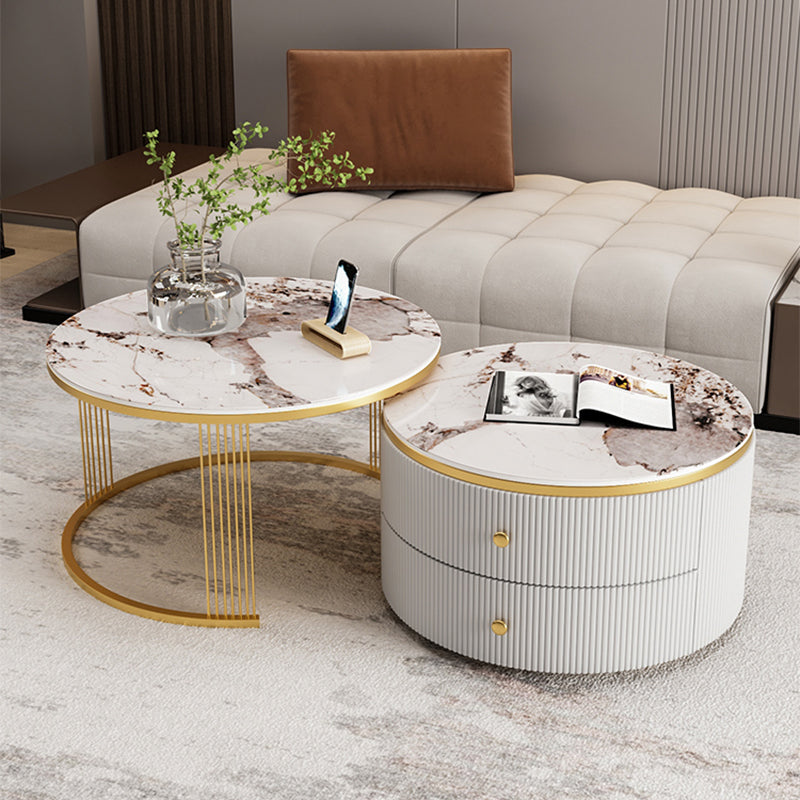 Slate Round Coffee Table Frame Nesting Coffee Table Set for Living Room Clearhalo 'Coffee & Accent Tables' 'Coffee Tables' 'coffee_tables' 'furn' 'furn_coffee_tables' 'Furniture' 'Living Room Furniture' 7230693