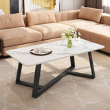 Slate Rectangle Coffee Table Cross Legs Single Table for Living Room Clearhalo 'Coffee & Accent Tables' 'Coffee Tables' 'coffee_tables' 'furn' 'furn_coffee_tables' 'Furniture' 'Living Room Furniture' 7230696