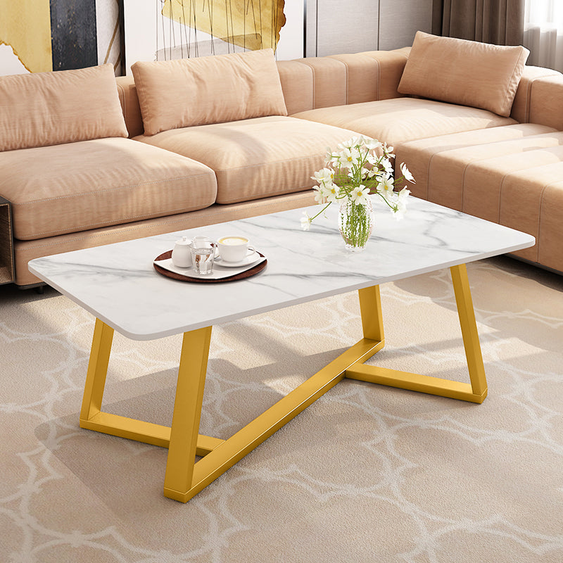 Slate Rectangle Coffee Table Cross Legs Single Table for Living Room Clearhalo 'Coffee & Accent Tables' 'Coffee Tables' 'coffee_tables' 'furn' 'furn_coffee_tables' 'Furniture' 'Living Room Furniture' 7230701