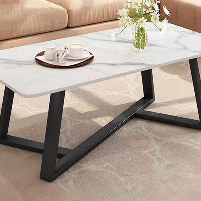 Slate Rectangle Coffee Table Cross Legs Single Table for Living Room Clearhalo 'Coffee & Accent Tables' 'Coffee Tables' 'coffee_tables' 'furn' 'furn_coffee_tables' 'Furniture' 'Living Room Furniture' 7230707