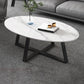 Slate Oval Coffee Table Cross Legs Single Table for Living Room Clearhalo 'Coffee & Accent Tables' 'Coffee Tables' 'coffee_tables' 'furn' 'furn_coffee_tables' 'Furniture' 'Living Room Furniture' 7230713