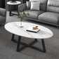 Slate Oval Coffee Table Cross Legs Single Table for Living Room Black White Clearhalo 'Coffee & Accent Tables' 'Coffee Tables' 'coffee_tables' 'furn' 'furn_coffee_tables' 'Furniture' 'Living Room Furniture' 7230715