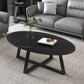 Slate Oval Coffee Table Cross Legs Single Table for Living Room Black Black Clearhalo 'Coffee & Accent Tables' 'Coffee Tables' 'coffee_tables' 'furn' 'furn_coffee_tables' 'Furniture' 'Living Room Furniture' 7230717