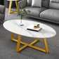 Slate Oval Coffee Table Cross Legs Single Table for Living Room Gold White Clearhalo 'Coffee & Accent Tables' 'Coffee Tables' 'coffee_tables' 'furn' 'furn_coffee_tables' 'Furniture' 'Living Room Furniture' 7230719