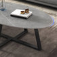 Slate Oval Coffee Table Cross Legs Single Table for Living Room Clearhalo 'Coffee & Accent Tables' 'Coffee Tables' 'coffee_tables' 'furn' 'furn_coffee_tables' 'Furniture' 'Living Room Furniture' 7230725