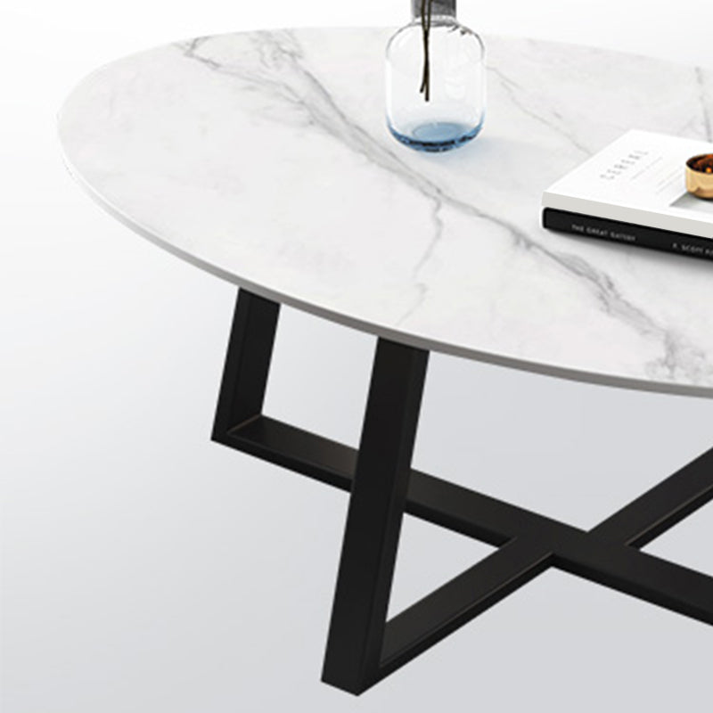 Slate Oval Coffee Table Cross Legs Single Table for Living Room Clearhalo 'Coffee & Accent Tables' 'Coffee Tables' 'coffee_tables' 'furn' 'furn_coffee_tables' 'Furniture' 'Living Room Furniture' 7230727