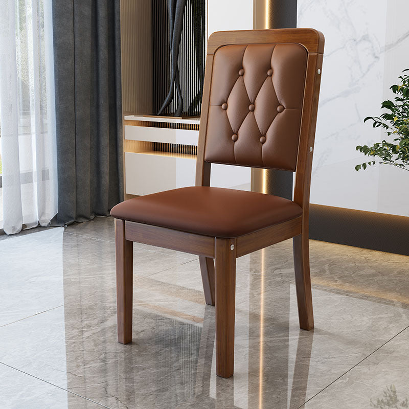 Houten getufte eetkamerstoel moderne stijl gestoffeerde armloze eetkamerstoelen