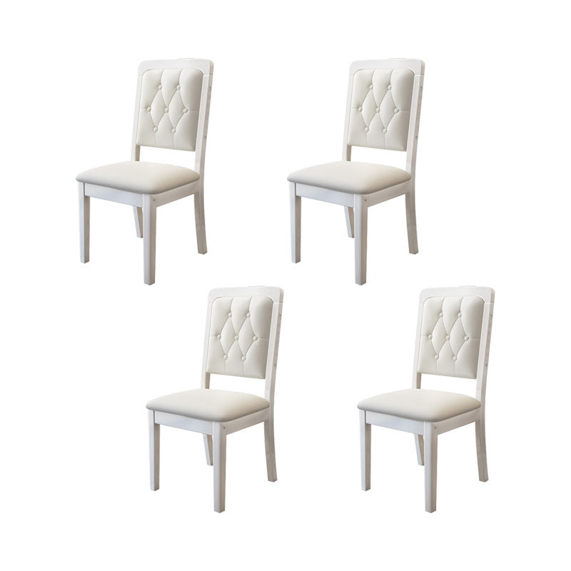 Houten getufte eetkamerstoel moderne stijl gestoffeerde armloze eetkamerstoelen