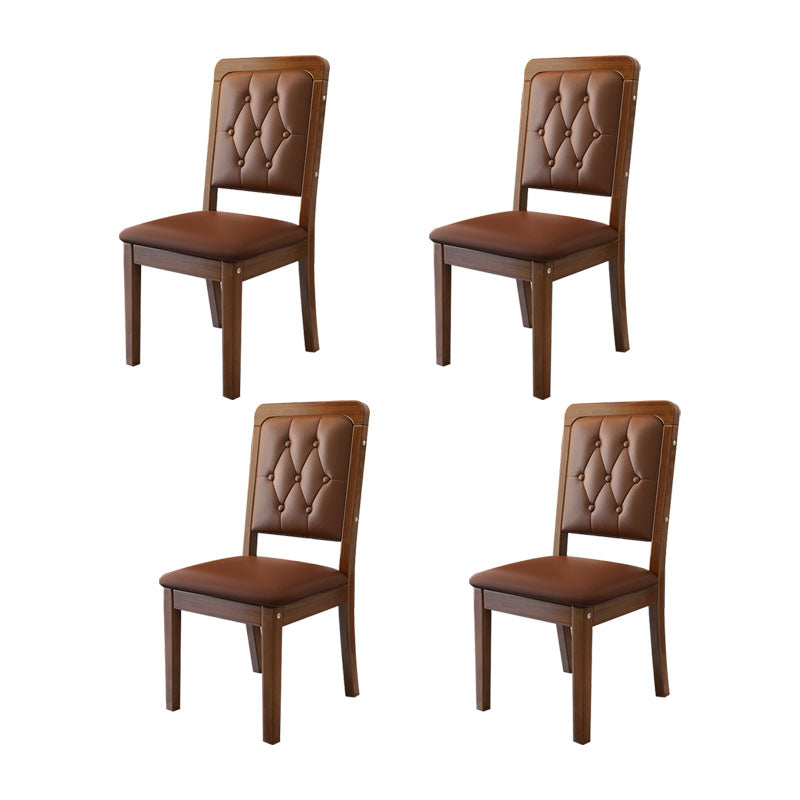 Houten getufte eetkamerstoel moderne stijl gestoffeerde armloze eetkamerstoelen