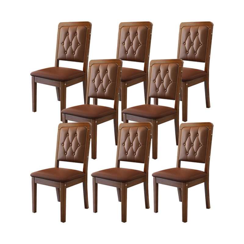 Houten getufte eetkamerstoel moderne stijl gestoffeerde armloze eetkamerstoelen