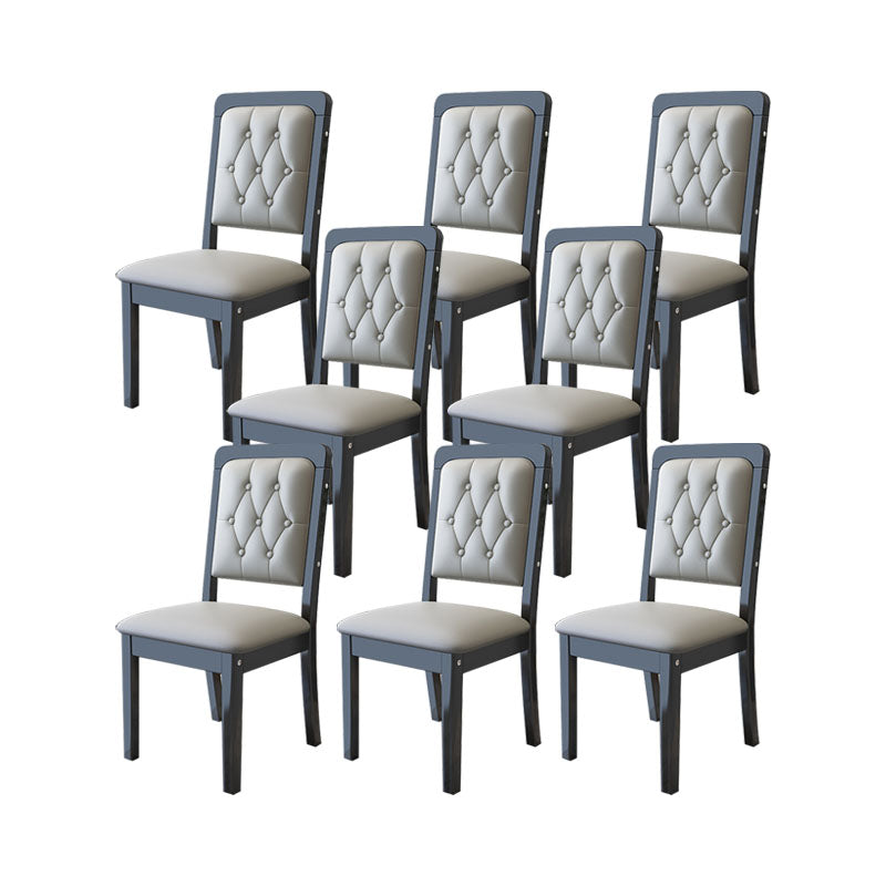 Houten getufte eetkamerstoel moderne stijl gestoffeerde armloze eetkamerstoelen