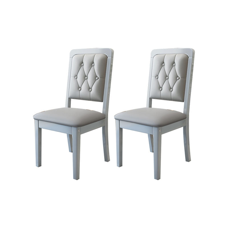 Houten getufte eetkamerstoel moderne stijl gestoffeerde armloze eetkamerstoelen