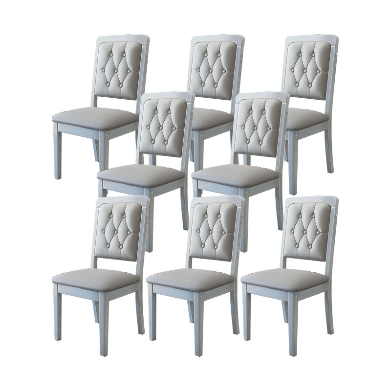 Houten getufte eetkamerstoel moderne stijl gestoffeerde armloze eetkamerstoelen