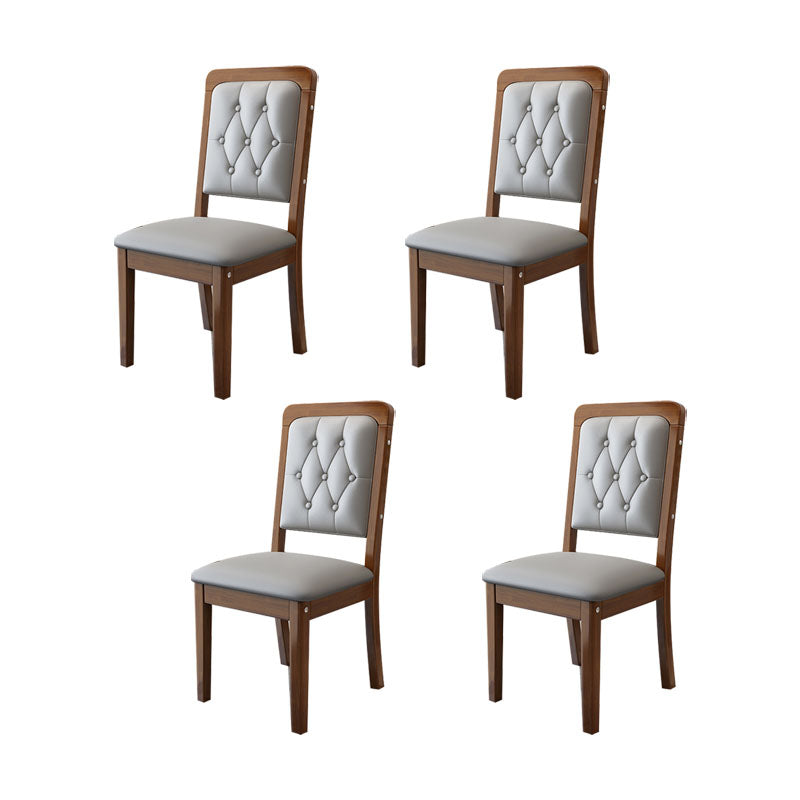 Houten getufte eetkamerstoel moderne stijl gestoffeerde armloze eetkamerstoelen