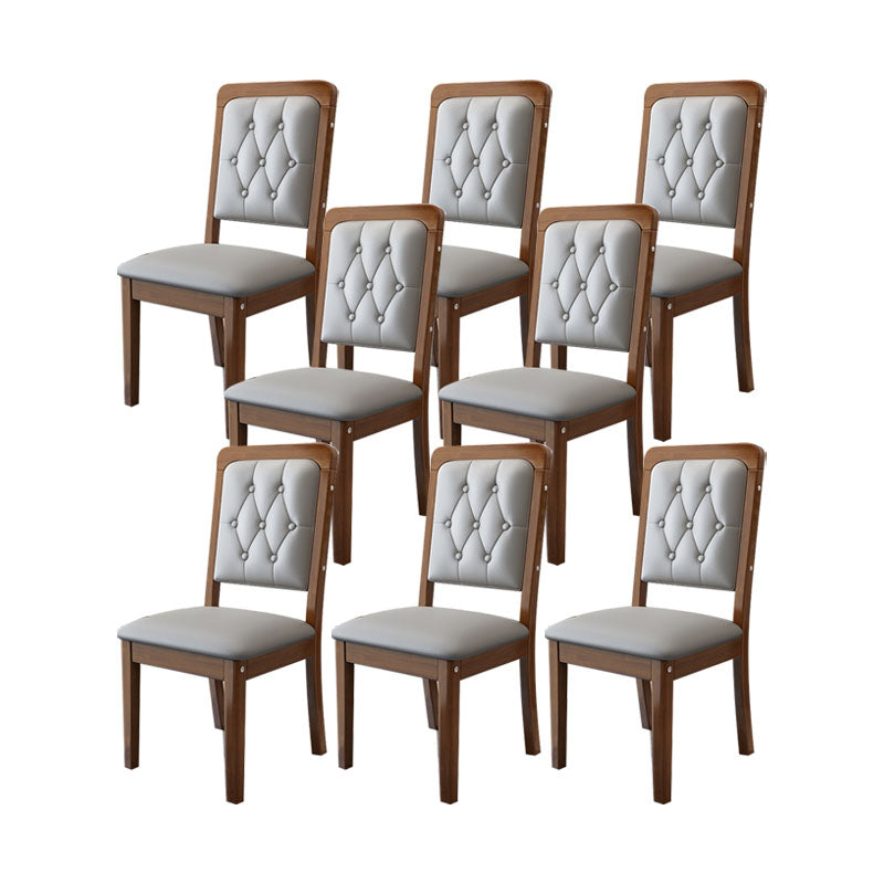 Houten getufte eetkamerstoel moderne stijl gestoffeerde armloze eetkamerstoelen
